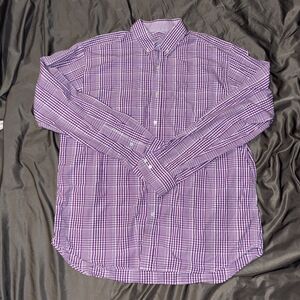 J. MCLAUGHLIN Men's Purple-White Plaid Shirt Shirt Sz Large